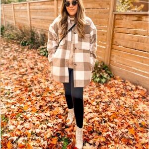 7 for all mankind yellow gold Buffalo check Plaid shacket zipper closure large